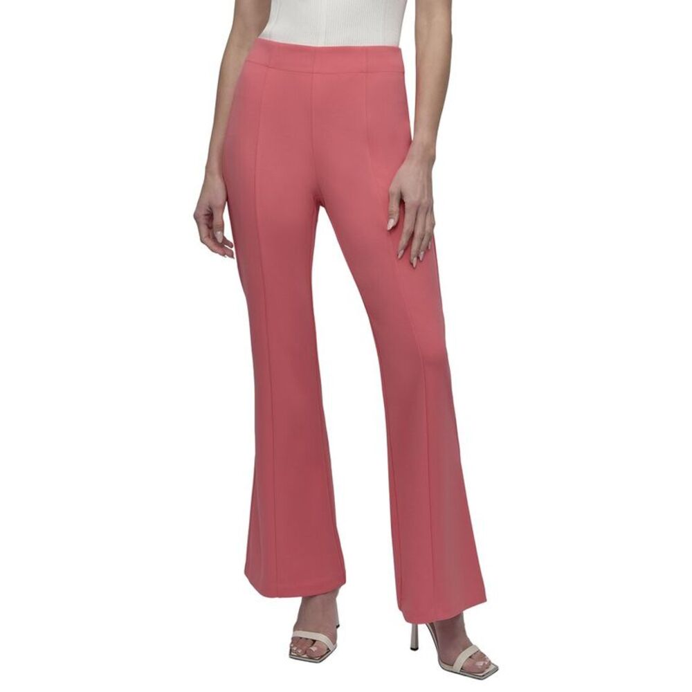 Dkny Womens  Scuba Wide Leg Front Seam Pant, Red